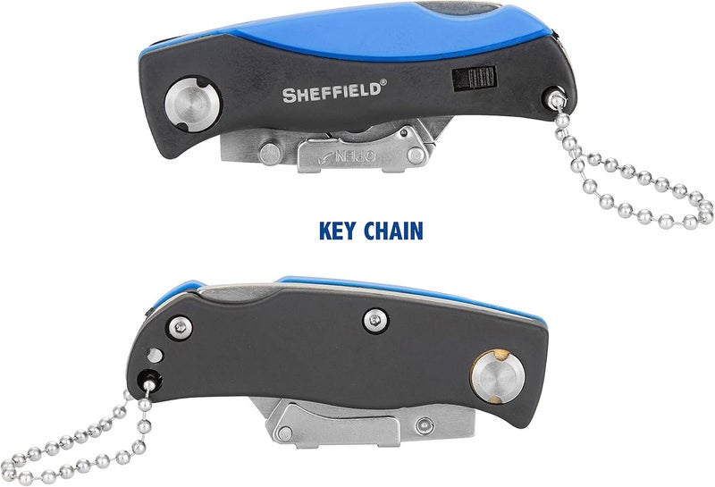 Sheffield Mini Box Cutter, Mini Utility Knife Aluminum Handle, Accepts Mini Utility Blades, Keychain Knife for Home, Office, Trades, and Warehouse - Image 3
